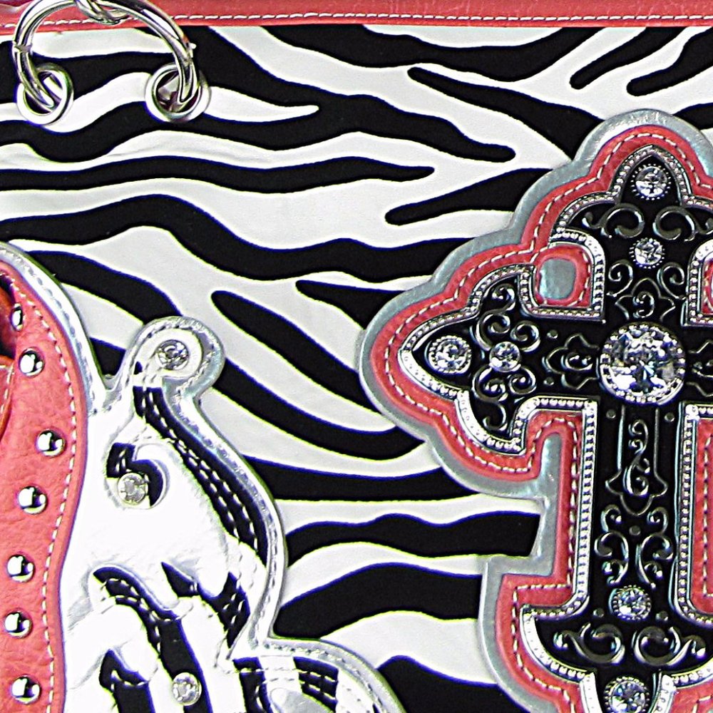 😀Concealed Carry bag HOT PINK ZEBRA RHINESTONE - Picture 2 of 7